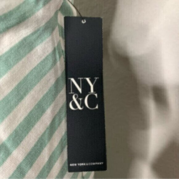 NWT New York & Company Sea Green & White Striped Halter Long Maxi Dress - Picture 13 of 14